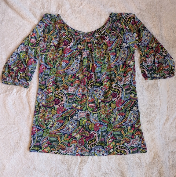 Anthropologie Ric Rac Flickering Lights Paisley Tunic Blouse - Picture 2 of 6